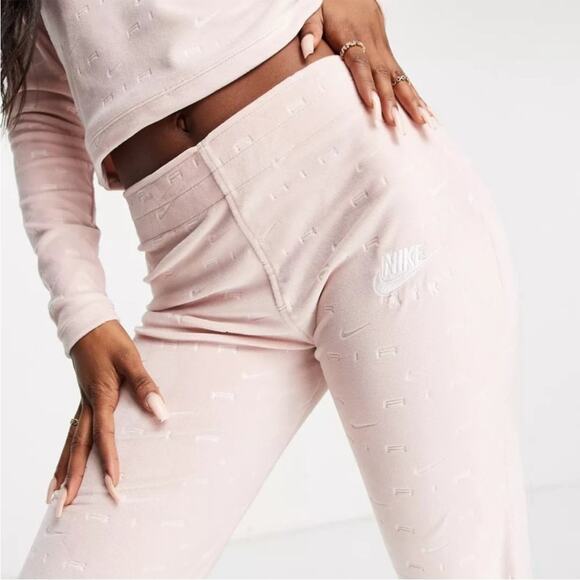 Nike Air Velour Baby Pink Logo Pants Size S - Picture 2 of 11